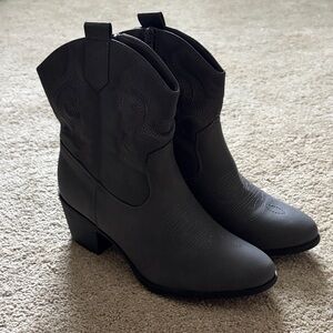 Gray Western Ankle Boots